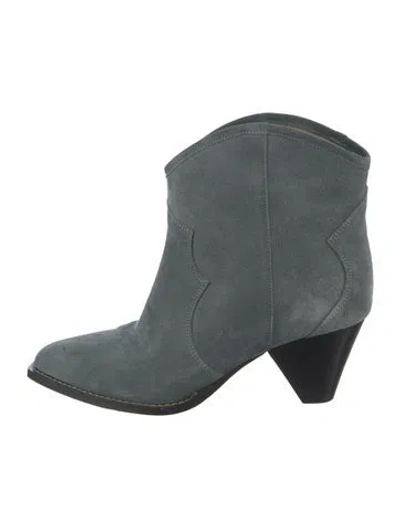 Pre-owned Isabel Marant Suede Western Boots In Green
