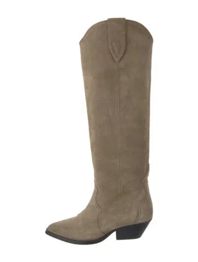 Pre-owned Isabel Marant Suede Western Boots In Grey
