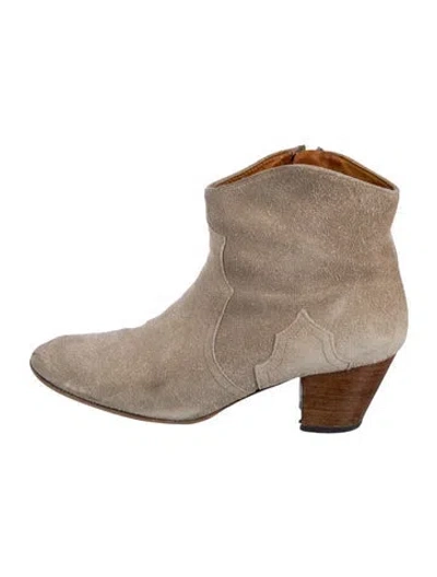 Pre-owned Isabel Marant Suede Western Boots In Neutral