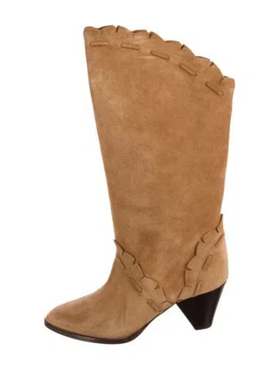 Pre-owned Isabel Marant Suede Western Boots In Neutral