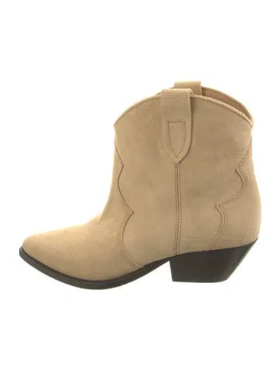 Pre-owned Isabel Marant Suede Western Boots In Neutral