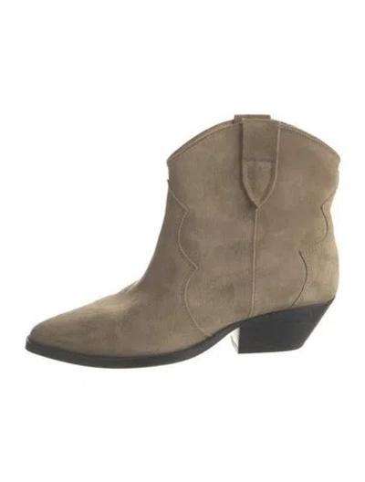 Pre-owned Isabel Marant Suede Western Boots In Neutral