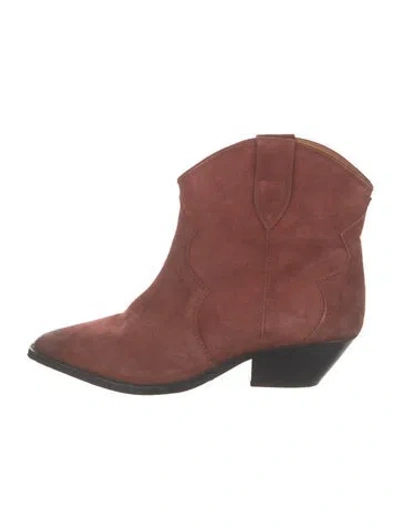 Pre-owned Isabel Marant Suede Western Boots In Red