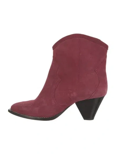 Pre-owned Isabel Marant Suede Western Boots In Red