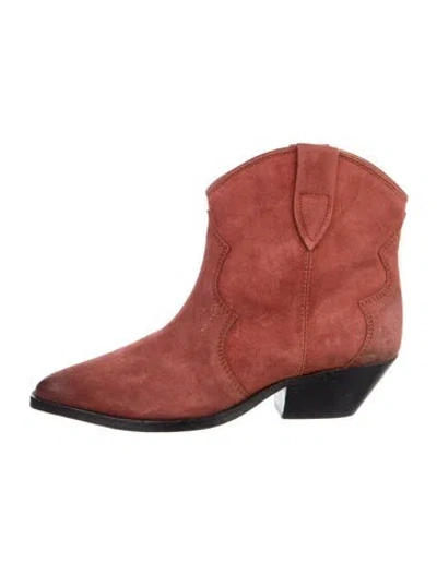 Pre-owned Isabel Marant Suede Western Boots In Red