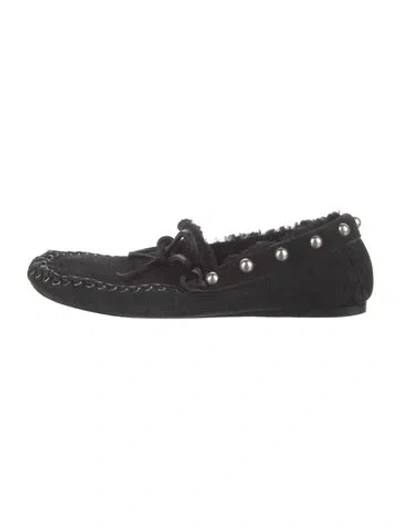 Pre-owned Isabel Marant Suede Whipstitch Trim Moccasins In Black