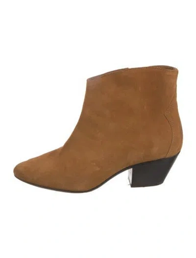 Pre-owned Isabel Marant Suede Whipstitch Trim Western Boots In Brown