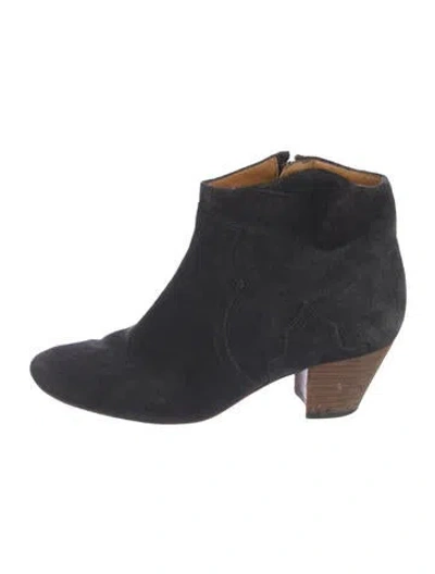 Pre-owned Isabel Marant Suede Whipstitch Trim Western Boots In Multi