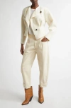 Isabel Marant Suna Asymmetrical Virgin Wool Blend Jacket In Neutral