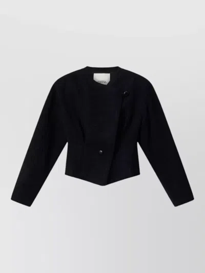 Isabel Marant Suna Cropped Wool Blend Textured Jacket In Black