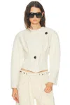 Isabel Marant Suna Asymmetrical Virgin Wool Blend Jacket In White