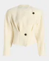 Isabel Marant Suna Asymmetrical Virgin Wool Blend Jacket In Ecru