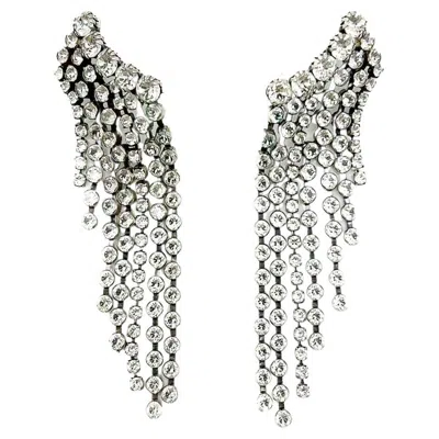 Pre-owned Isabel Marant Super-long Crystal Cascade Earrings 1990s In Multi