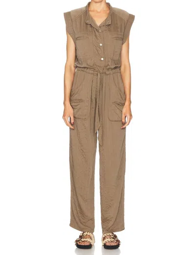 Isabel Marant Suzie Cap Sleeves Jumpsuit In Khaki In Brown