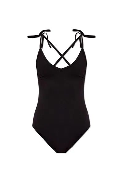 Isabel Marant Swan One-piece Swimsuit In Black