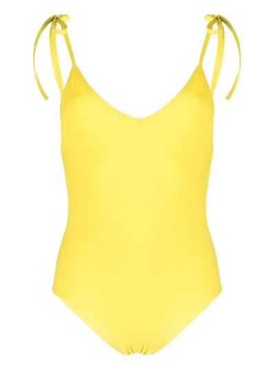 Isabel Marant Swan Spaghetti-strap Swimsuit In 黄色