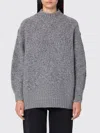 Isabel Marant Relaxed High Neck Sweater With Ribbed Hem And Dropped Shoulders In Gray