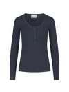 Isabel Marant Estine Neckline Sweater In Grey Stretch Merino In Blue