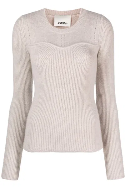Isabel Marant Crewneck Knitted Jumper In Beige