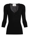 Isabel Marant Black Ribbed Crepe Knit Felicia Top In Black