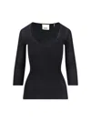 Isabel Marant Women Black Ribbed Crepe Knit Felicia Top In Multi