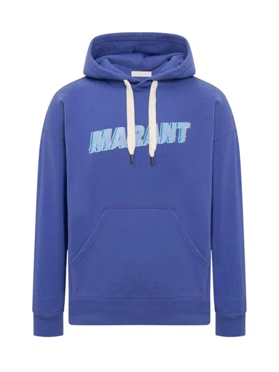 Isabel Marant Flash Logo-print Cotton-blend Jersey Hoodie In Electric Blue