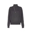Isabel Marant Calsia High-neck Stud-detail Sweater In Gray