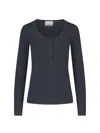 Isabel Marant Estine Neckline Sweater In Grey Stretch Merino In Blue
