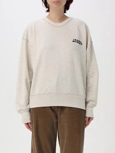 Isabel Marant Beige Cropped Sweatshirt With Contrasting Logo Embroidery In Cotton Blend Woman In Neutral