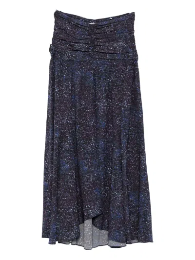 Isabel Marant Syana Gathered-print Skirt In Blue