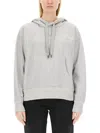 Isabel Marant Sylla Logo Embroidered Drawstring Hoodie In Grey
