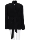 Isabel Marant Syndra Belted Oversized Virgin Wool-blend Jacket In Multi