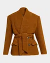 Isabel Marant Syndra Boucle Belted Oversized Wrap Jacket In Brown
