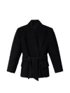 Isabel Marant Syndra Belted Oversized Virgin Wool-blend Jacket In Black