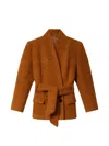 Isabel Marant Syndra Boucle Belted Oversized Wrap Jacket In Brown