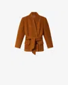 Isabel Marant Syndra Boucle Belted Oversized Wrap Jacket In Brown