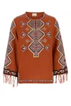 Isabel Marant Silk Blouse Embroidered Geometric Pattern In Orange