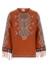 Isabel Marant Silk Blouse Embroidered Geometric Pattern In Brown