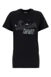 Isabel Marant Graphic Print Cotton T-shirt With Crew Neck In Black