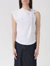 Isabel Marant Organic Cotton Ribbed Crew-neck Asymmetric Sleeveless Cutout T-shirt In White