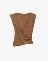 Isabel Marant Maisan Draped Jersey T-shirt In Light Khaki