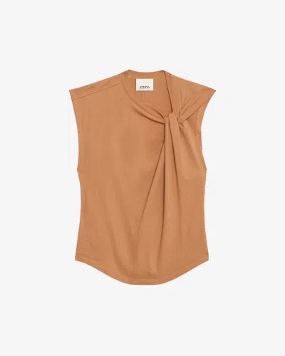 Isabel Marant Nayda Knotted Cotton-jersey Top In Brown
