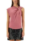Isabel Marant Nayda Twisted Cap-sleeve T-shirt In Pink