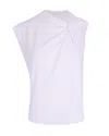 Isabel Marant Organic Cotton Ribbed Crew-neck Asymmetric Sleeveless Cutout T-shirt In White