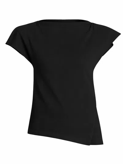 Isabel Marant Asymmetrical Hem Short-sleeved Top With Flared Sleeves In Black