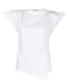 Isabel Marant Padded Boat Neck T-shirt With Asymmetric Hem In White