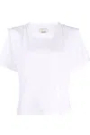 Isabel Marant Crew Neck Shoulder Detail Short Sleeve Top In White