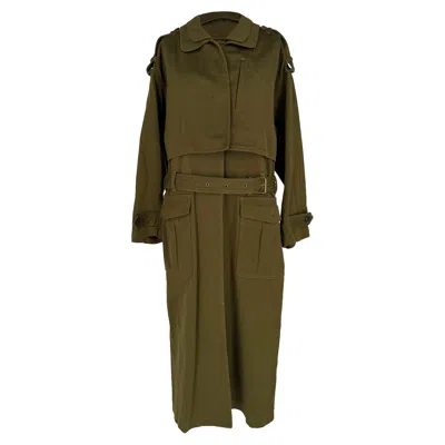 Isabel Marant Tadao Trench Coat In Khaki Cotton In Green