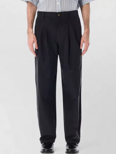 Isabel Marant Tailored Pleated Cotton Trousers Elastic Waistband In Black