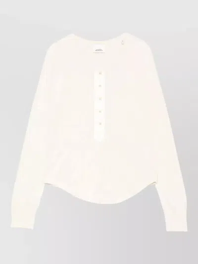 Isabel Marant Talicia Silk Sweater Crew Neck Ribbed Hem In Neutral